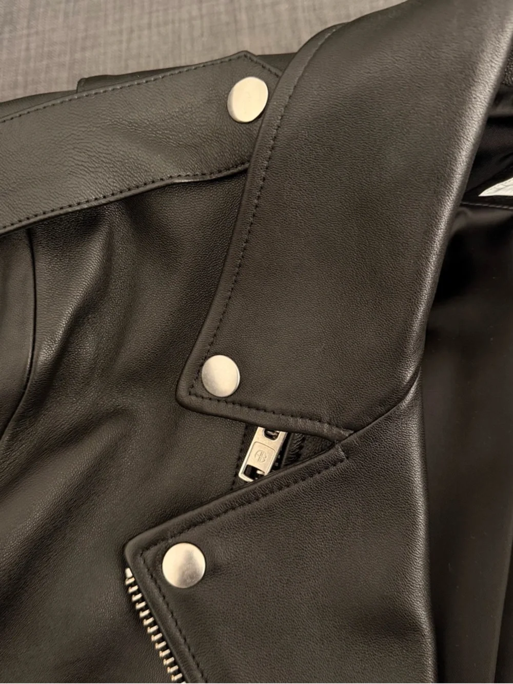 Anine Bing Cassidy Leather Jacket - Women's Biker Moto Jacket, Large - Picture 9 of 15